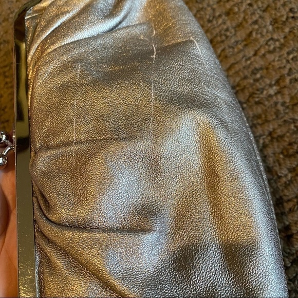 EXPRESS Metallic Gold Genuine Leather Clutch Purse 5”x9” - Picture 3 of 5